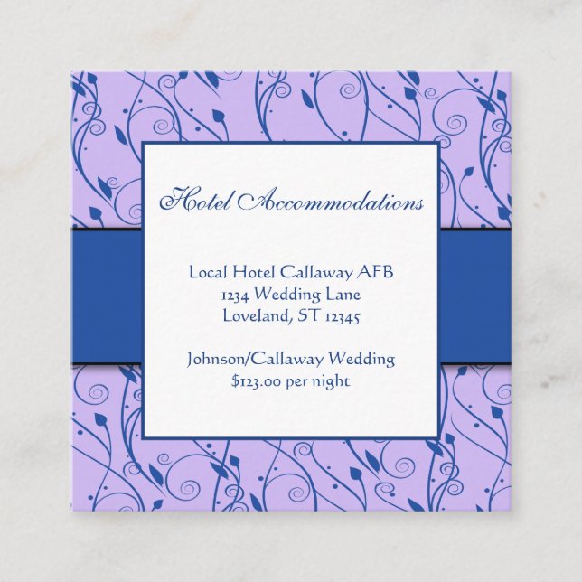 Carte D'accompagnement Monogramme Royal Blue Lilac Floral Swirl Mariage (Devant)