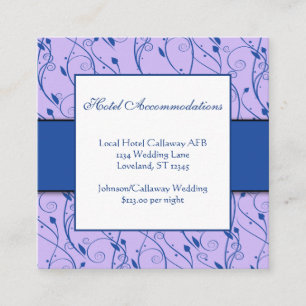 Carte D'accompagnement Monogramme Royal Blue Lilac Floral Swirl Mariage