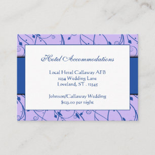 Carte D'accompagnement Monogramme Royal Blue Lilac Floral Swirl Mariage