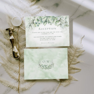 Carte D'accompagnement Monogramme Verdure Aquarelle Réception de mariage
