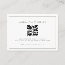Carte D'accompagnement Monogramme vert Sage simple QR Code Mariage élégan