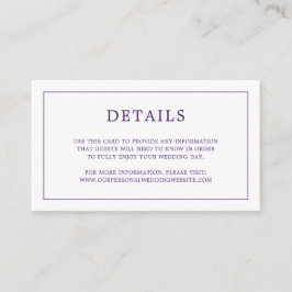 Carte D'accompagnement Monogramme violet simple Mariage élégant