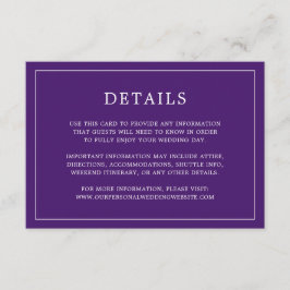 Carte D'accompagnement Monogramme violet simple Mariage élégant