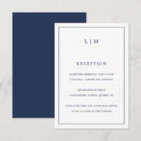 Monographie bleu marine simple Mariage élégant