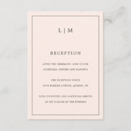 Carte D'accompagnement Monographie rose pâle simple Mariage élégant
