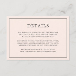 Carte D'accompagnement Monographie rose pâle simple Mariage élégant