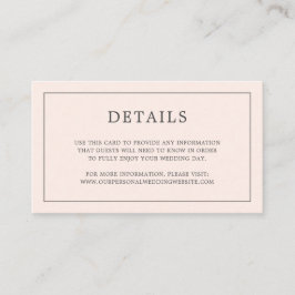 Carte D'accompagnement Monographie rose pâle simple Mariage élégant