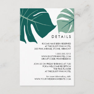 Carte D'accompagnement Monstera Vert Détails pour les invités d'un mari