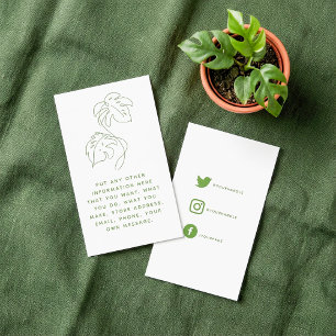 Carte D'accompagnement Monstera verte et blanche médias sociaux merci
