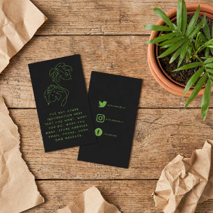 Carte D'accompagnement Monstère verte et noire, liens sociaux merci