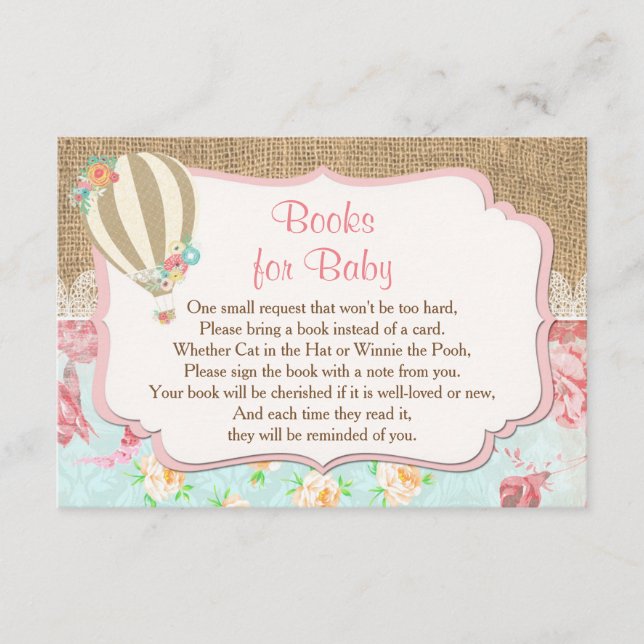 Carte D'accompagnement montgolfière Livres pour bébé apportez un insert l (Devant)