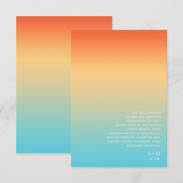 Carte D'accompagnement Mood Gradient Détails du Mariage Ciel tropical ID7 (Devant / Derrière)