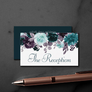 Carte D'accompagnement Moody Boho   Réception Florale Turquoise et Turquo
