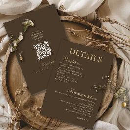 Carte D'accompagnement Moody Coffee Minimalist Script Wedding Details
