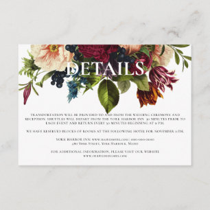 Carte D'accompagnement Moody Floral Bourgogne détails Mariage