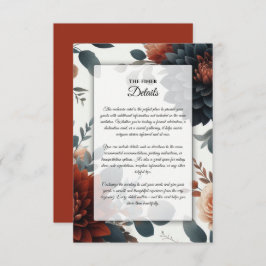 Carte D'accompagnement Moody Rustic Fall Florals Mariage