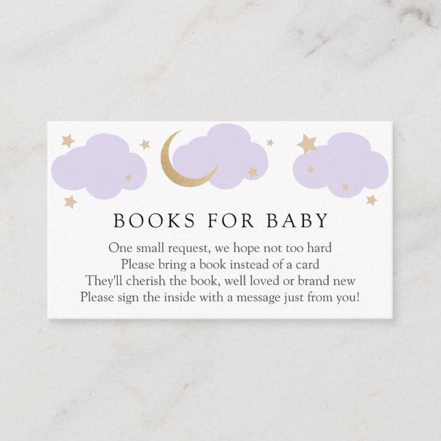 Carte D'accompagnement Moon and Stars Purple Books for Baby insert card (Devant)