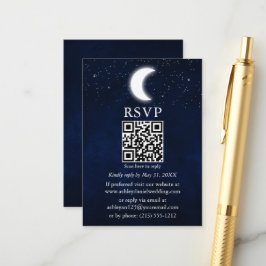 Carte D'accompagnement Moon Stars Mariage céleste QR RSVP