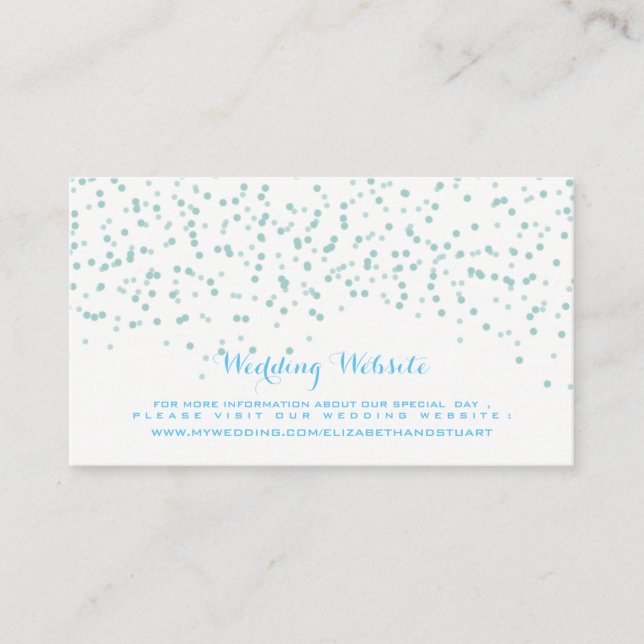 Carte D'accompagnement Motif Confetti Mariage bleu et blanc turquoise (Devant)