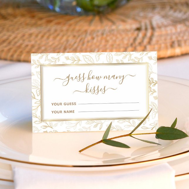 Carte D'accompagnement Motif de feuilles dorées jeu devine combien de bai (Créateur téléchargé)