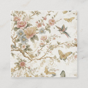 Carte D'accompagnement Motif floral chinois vintage avec colibri