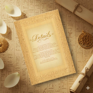Carte D'accompagnement Motifs Hiéroglyphiques d'Or Anciens Mariage Égypti