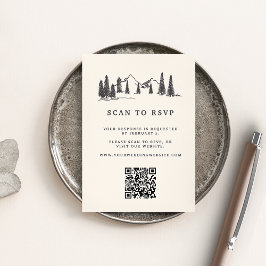 Carte D'accompagnement Mountain Sketch Mariage QR Code Website RSVP