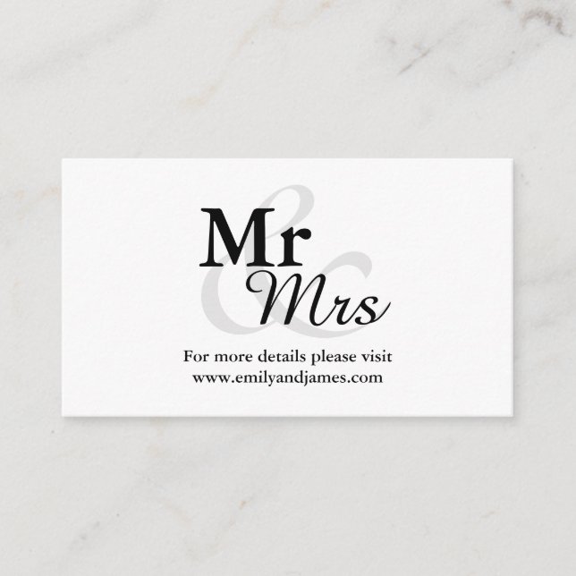Carte D'accompagnement Mr&Mrs Simple Elegant Typography Détails du Mariag (Devant)