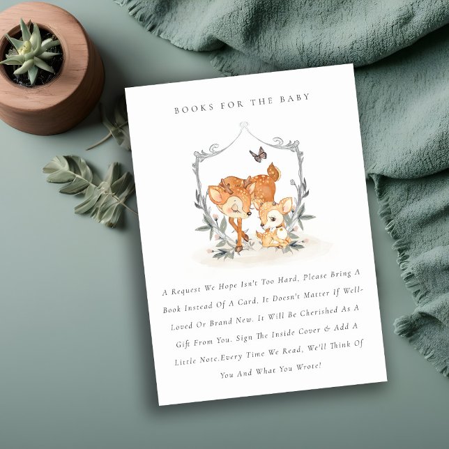 Carte D'accompagnement Mum Deer Fawn Floral Crest Livres Pour Baby shower (Créateur téléchargé)