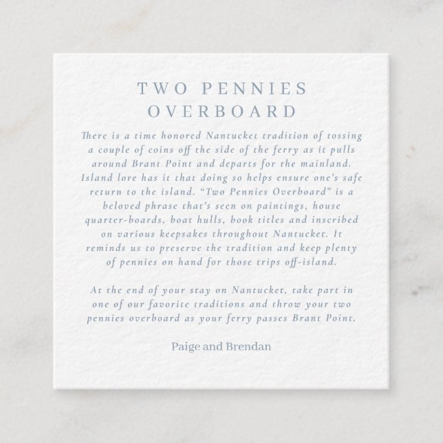 Carte D'accompagnement Nantucket Wedding Favor - Deux Pcents par-dessus b (Devant)