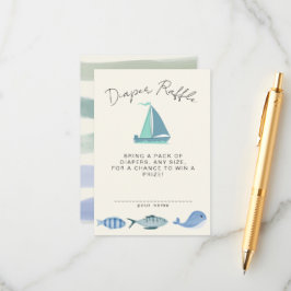 Carte D'accompagnement Nautical Blue Diaper Raffle Simple Boy´s Shower