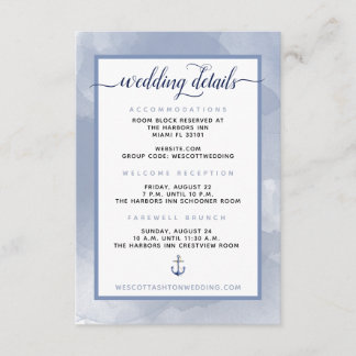 Carte D'accompagnement #Nautical Watercolor - Détails du Mariage de l'évé