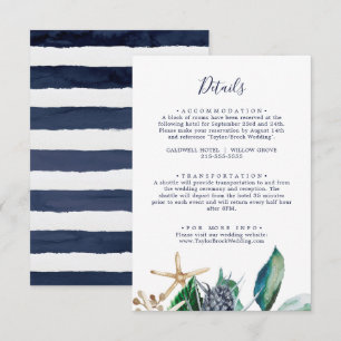 Carte D'accompagnement Nautique moderne   Détails du Mariage de verdure