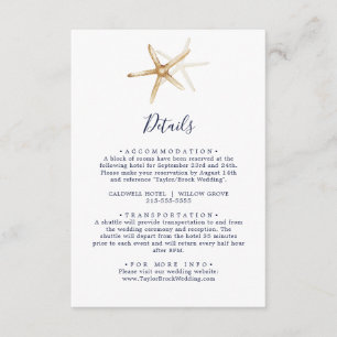 Carte D'accompagnement Nautique moderne   Détails du Mariage Starfish