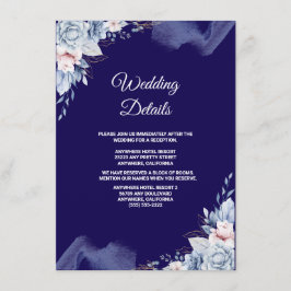 Carte D'accompagnement Navy blue elegant wedding