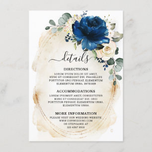 Carte D'accompagnement Navy Or Champagne Ivoire Roses Détails