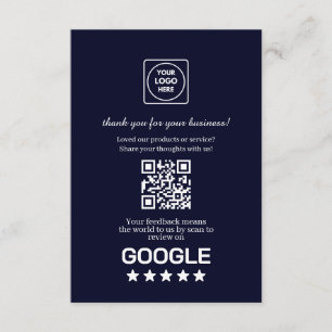 Carte D'accompagnement Navy QR Lien de révision d'entreprise Google