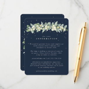 Carte D'accompagnement Navy Snowberry+Eucalyptus Garland Mariage Info