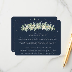 Carte D'accompagnement Navy Snowberry+Eucalyptus Garland Mariage Info