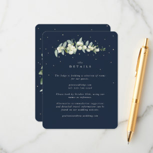 Carte D'accompagnement Navy Snowberry+Eucalyptus Stem Détails du Mariage