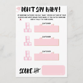 Carte D'accompagnement Ne pas dire "Baby" jeu pour Baby showers