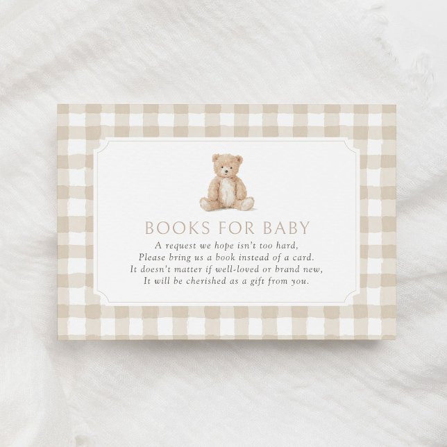 Carte D'accompagnement Neutral Gingham Teddy Bear Books for Baby (Créateur téléchargé)