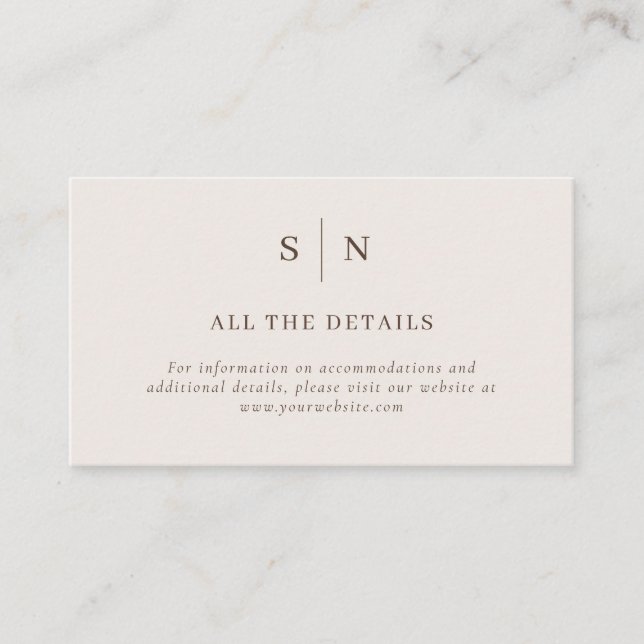 Carte D'accompagnement Neutral Minimal and Chic | Wedding Details (Devant)