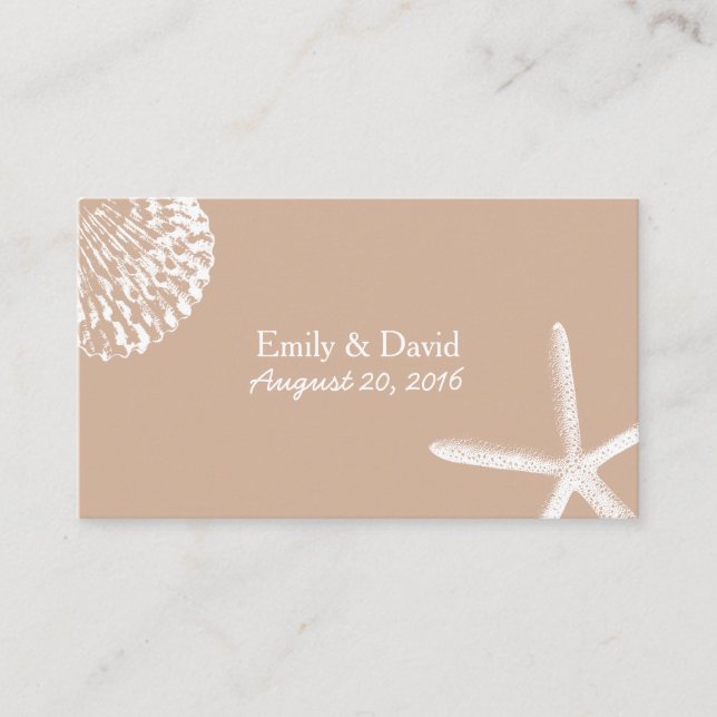 Carte D'accompagnement Neutral Seashells Beach Wedding Website Insert (Devant)