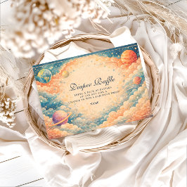 Carte D'accompagnement Neutral Space Planets Stars Diapper Raffle 