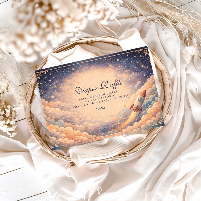 Carte D'accompagnement Neutral Space Rocket Stars Diapper Raffle  (Créateur téléchargé)