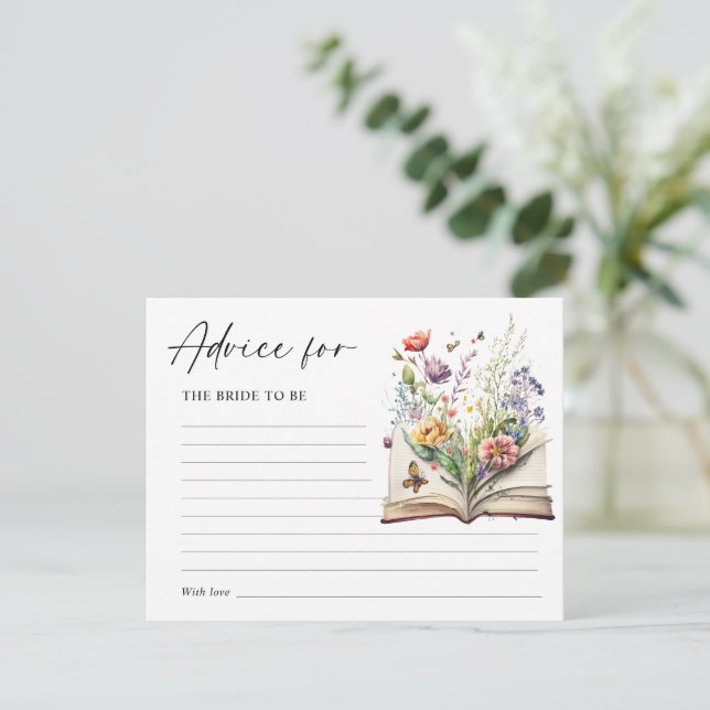 Carte D'accompagnement New Chapter Begins Floral Book Advice Card (Debout devant)
