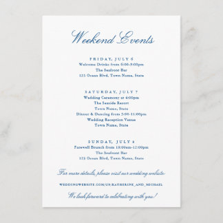 Carte D'accompagnement Newport Collection Weekend Events Mariage