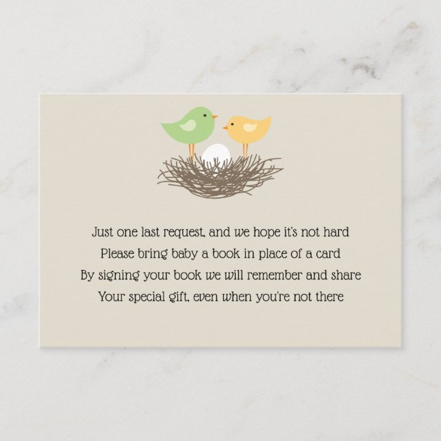 Carte D'accompagnement Nid d'oiseau jaune et vert Insérer (Devant)