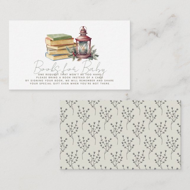 Carte D'accompagnement Noël Fête Lanterne & Livres Demande de livre (Devant / Derrière)